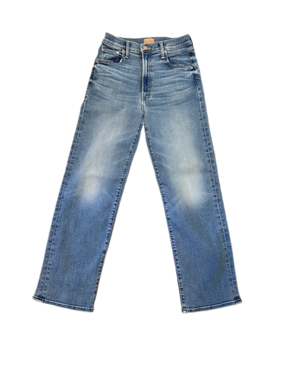 MOTHER The Rambler Zip Flood Jeans 28 Out of the Blue High Rise Straight Leg